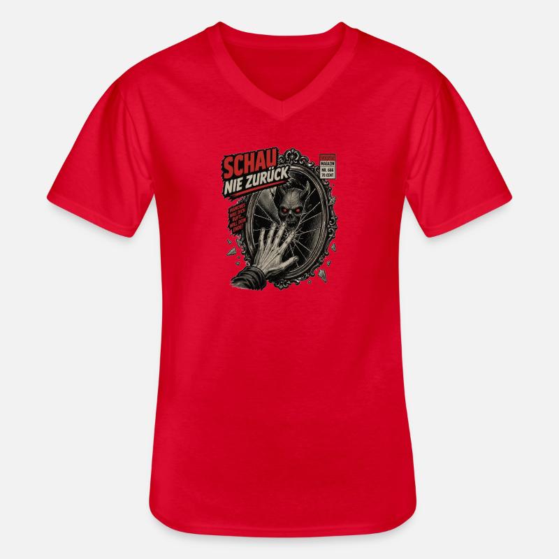 Daemon im Spiegel - Männer-T-Shirt mit V-Ausschnitt - Rot