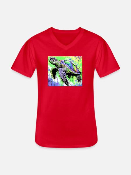 turtle - Men's V-Neck T-Shirt - red