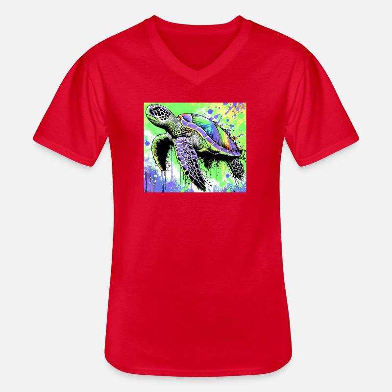 turtle - Men's V-Neck T-Shirt - red