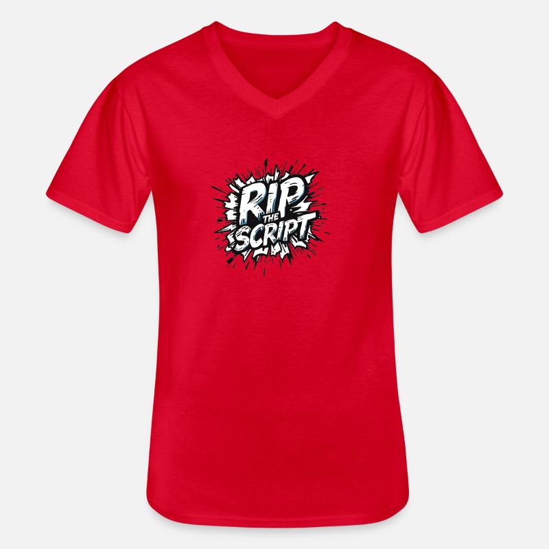 Rip the Script Burst - Männer-T-Shirt mit V-Ausschnitt - Rot