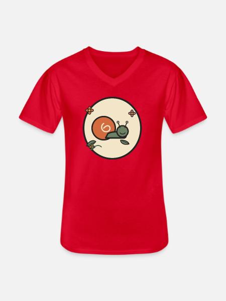 Soft Snail in Flower Circle - Men's V-Neck T-Shirt - red