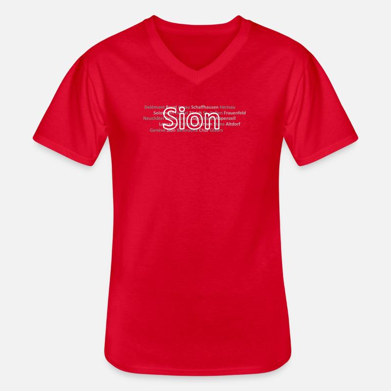 Schweizer Städte Sion - Männer-T-Shirt mit V-Ausschnitt - Rot