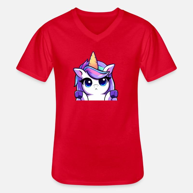 Lya Einhorn Schulterzuckend - Männer-T-Shirt mit V-Ausschnitt - Rot