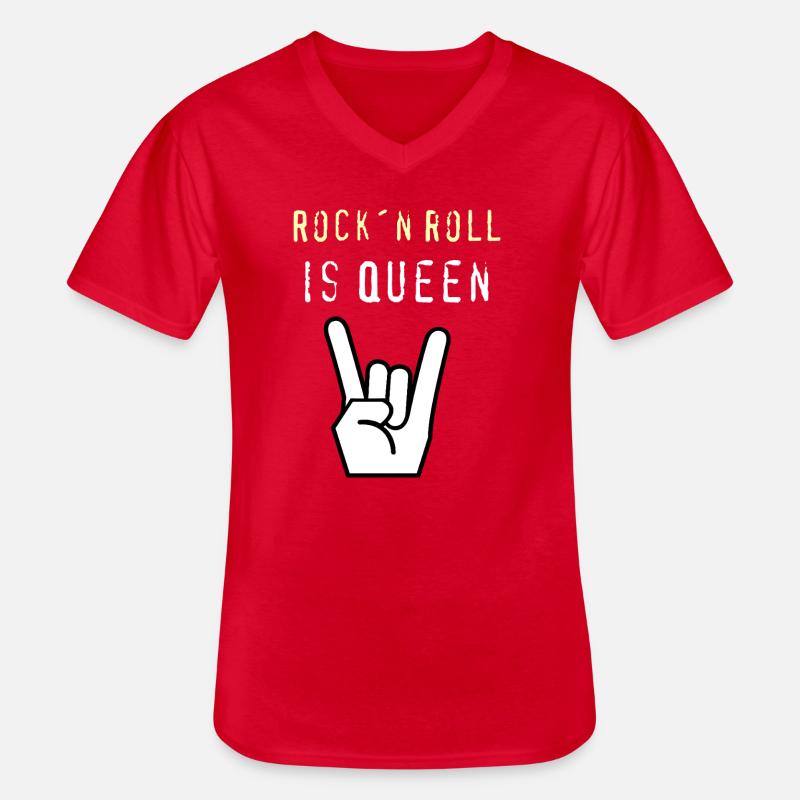 Rockn_Roll_is_Queen - Männer-T-Shirt mit V-Ausschnitt - Rot