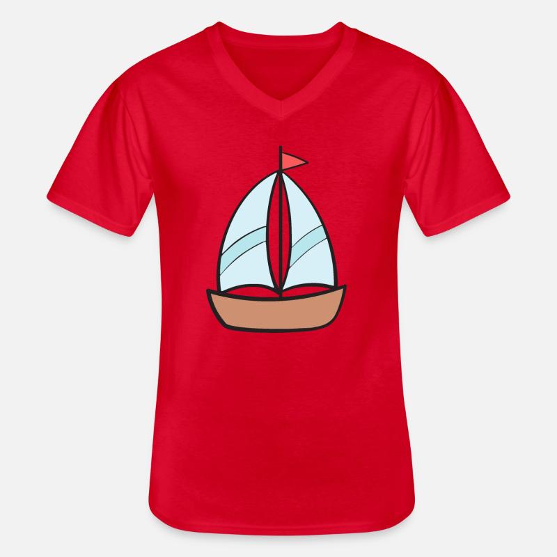 Boot Schiff Segelschiff - Männer-T-Shirt mit V-Ausschnitt - Rot