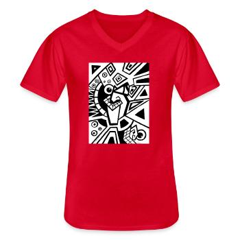 Design Shirt - Art Deco - Jugenstil - Surrealismus - Männer-T-Shirt mit V-Ausschnitt - Rot - Vorne - AI Model Male 185 light (185cm)