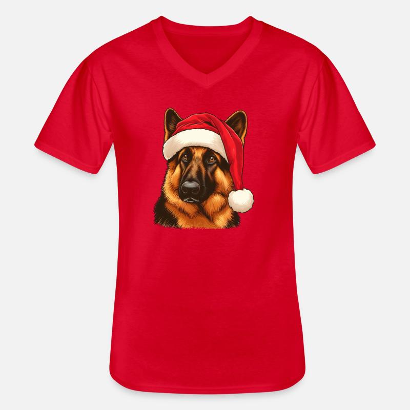 Deutscher Schäferhund Heiligabend - Männer-T-Shirt mit V-Ausschnitt - Rot