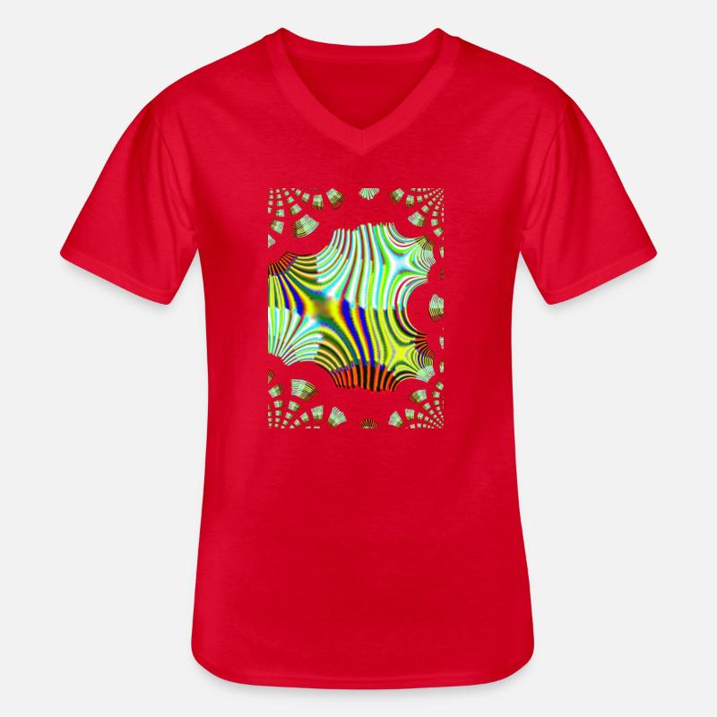 Psychedelic Neon Waves Pattern - Men's V-Neck T-Shirt - red