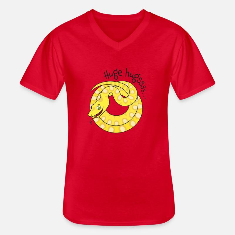 Tight hugs available from python! - Men's V-Neck T-Shirt - red