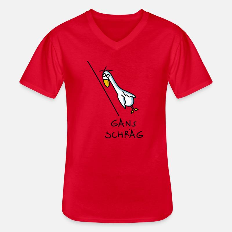 Schräger Vogel Gans - Männer-T-Shirt mit V-Ausschnitt - Rot
