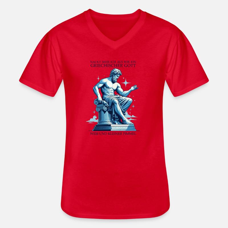 Dio greco con un piccolo cazzo - Maglietta da uomo classica con scollo a V - rosso