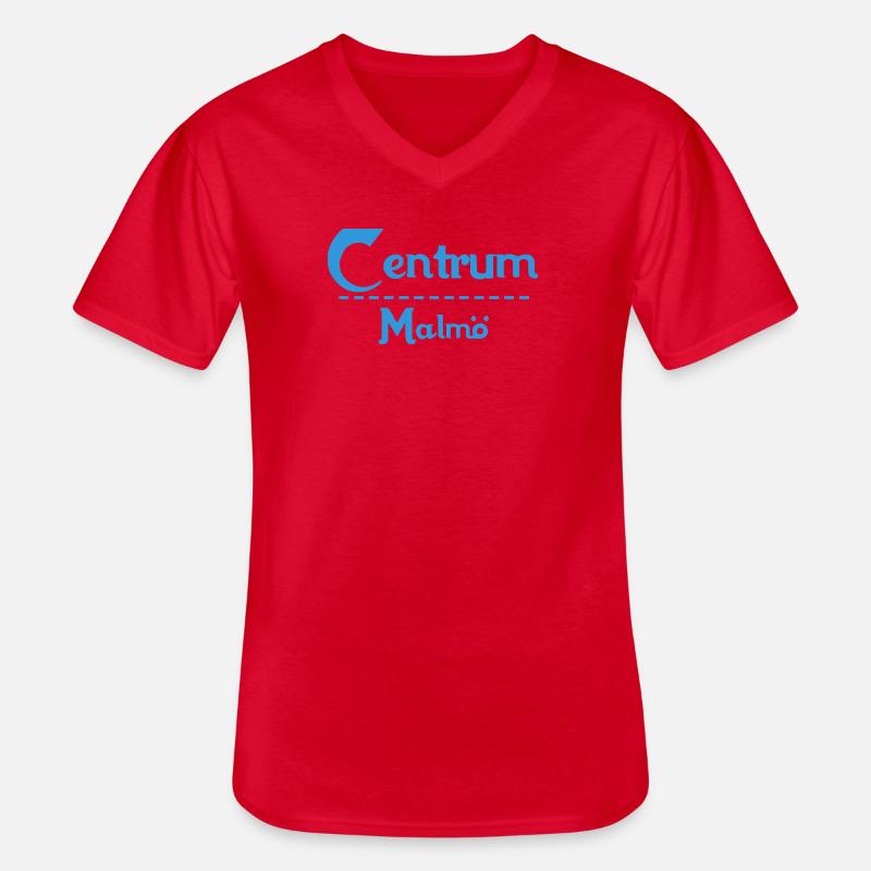 Centrum Malmö – Blue Text Design - Männer-T-Shirt mit V-Ausschnitt - Rot