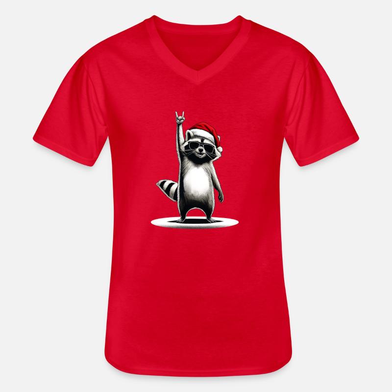 Weihnachtswaschbär - Männer-T-Shirt mit V-Ausschnitt - Rot
