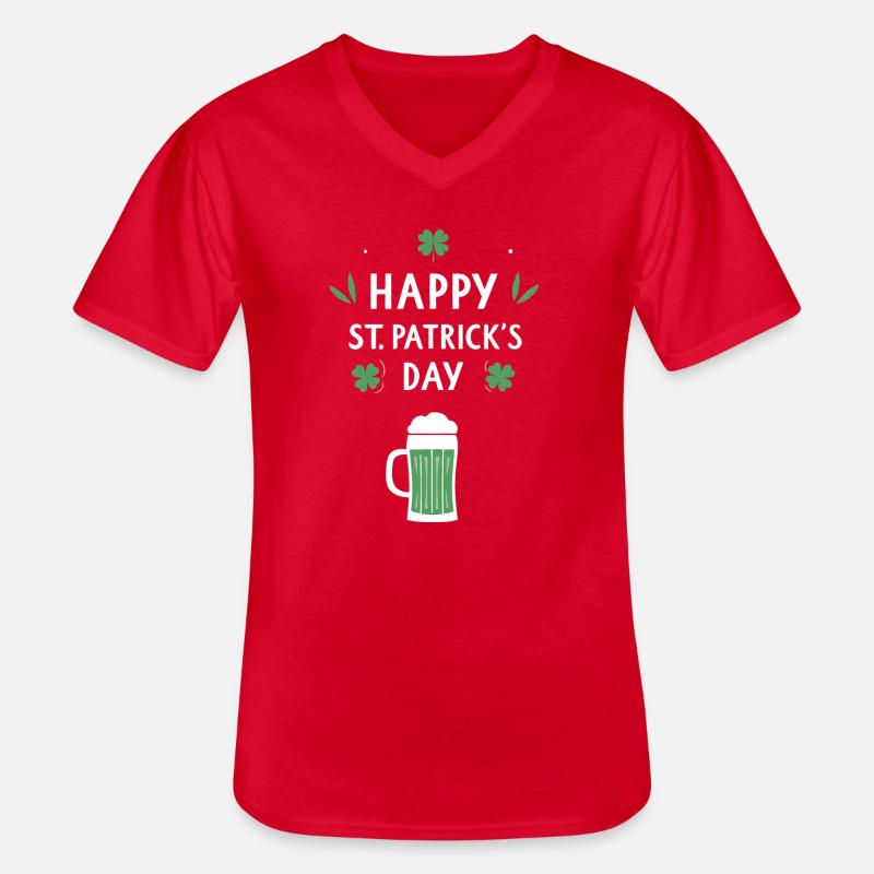 St. Patrick's Day Bier & Kleeblatt - Männer-T-Shirt mit V-Ausschnitt - Rot