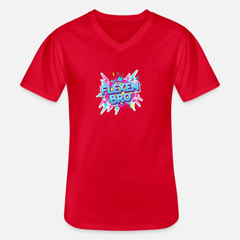 Flexen Bro Graffiti Logo - Männer-T-Shirt mit V-Ausschnitt - Rot