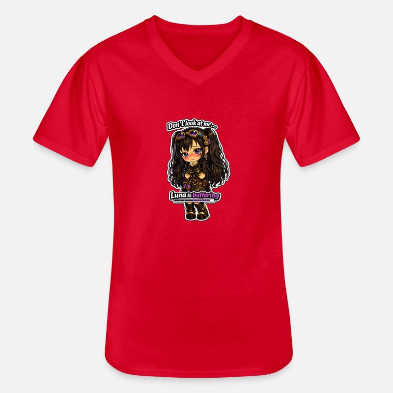Luna Buffing Chibi Steampunk - Männer-T-Shirt mit V-Ausschnitt - Rot