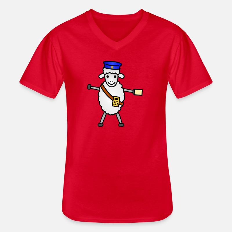 TIB_Schaf-ner_bunt - Männer-T-Shirt mit V-Ausschnitt - Rot