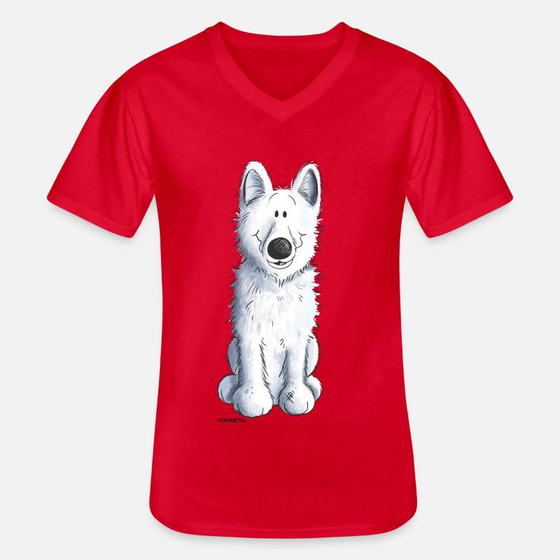 Schweizer Schäferhund - Männer-T-Shirt mit V-Ausschnitt - Rot