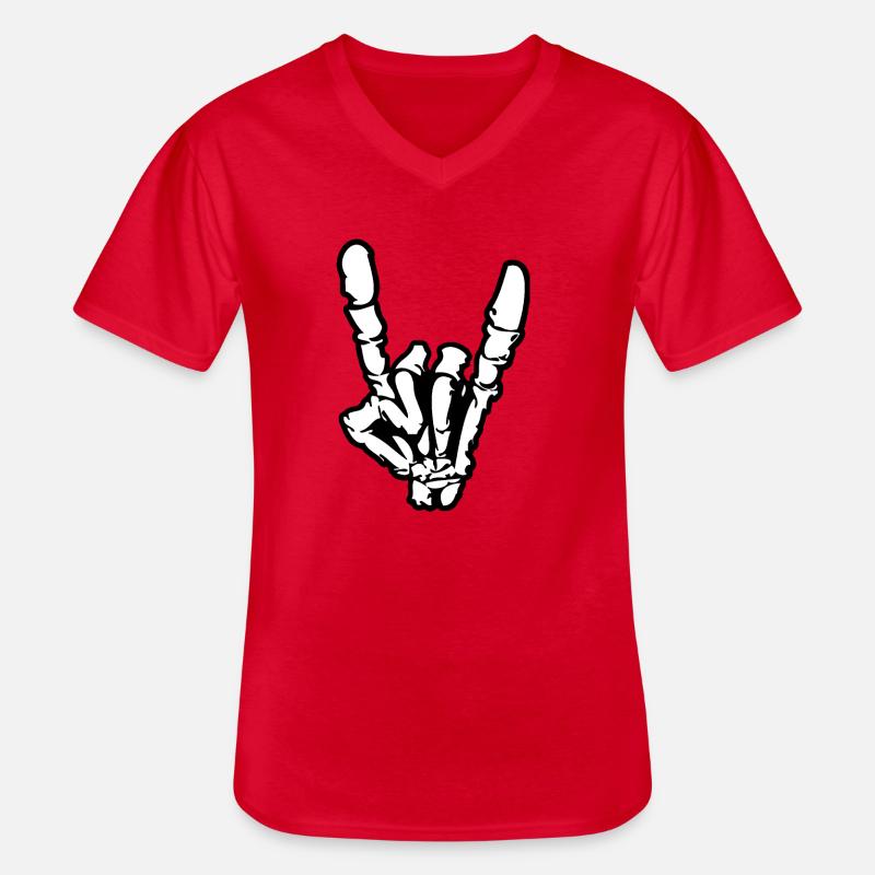 Rock'n'Roll- oder Heavy-Metal-Handzeichen * - Männer-T-Shirt mit V-Ausschnitt - Rot