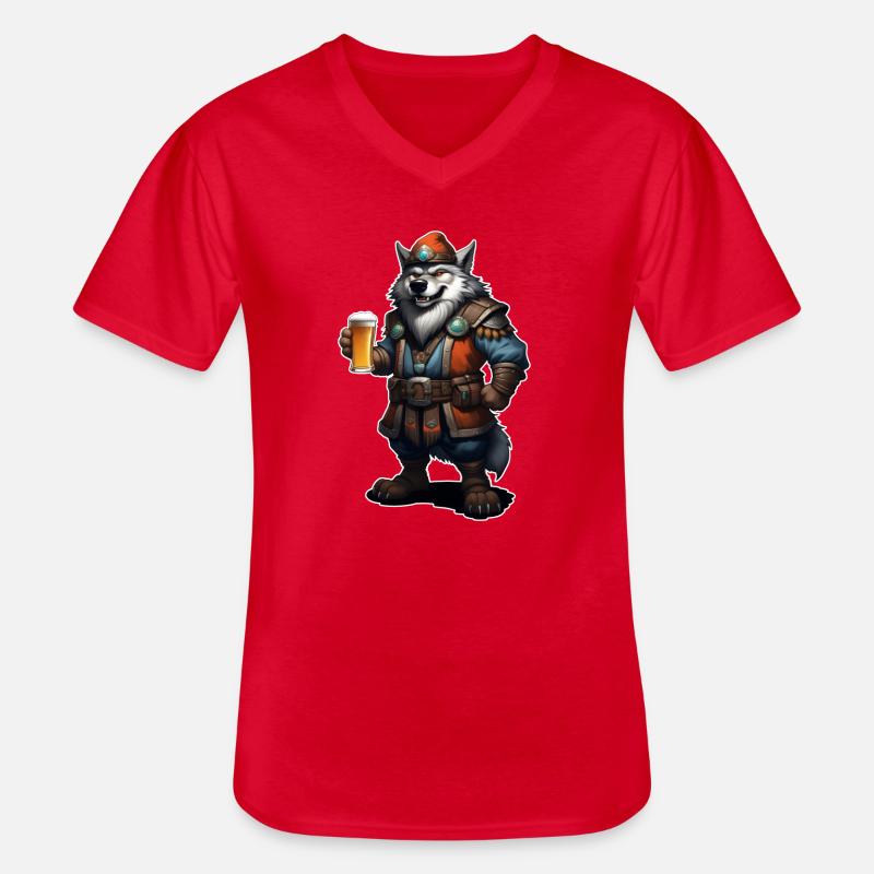 Wolf Bier - Männer-T-Shirt mit V-Ausschnitt - Rot