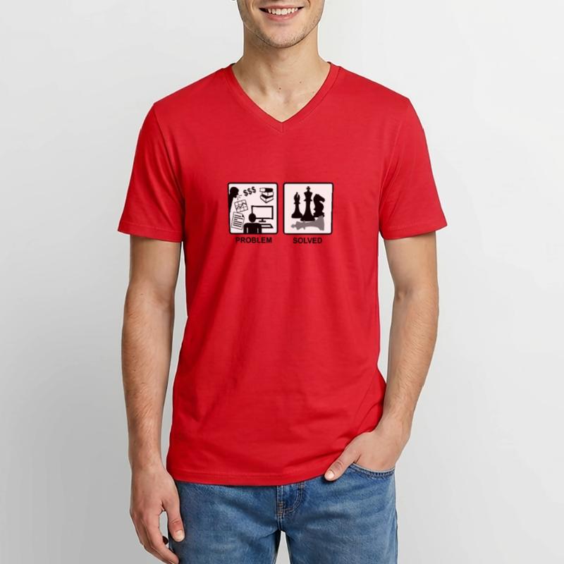 Chess solves problems T-shirt col V Homme