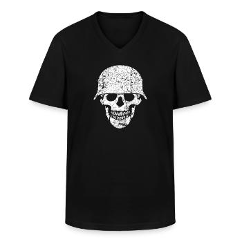 Skull helmet / Skull beads - Men's V-Neck T-Shirt - black - Front - AI Model Male 178 dark (178cm)