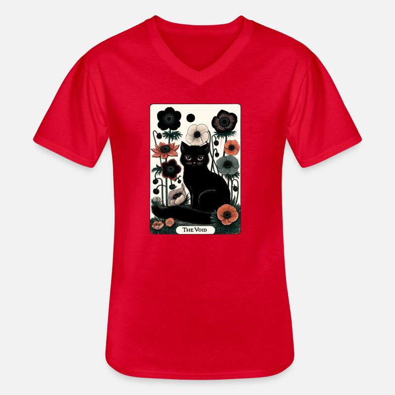 Void Katze in Blüte Tarot - Männer-T-Shirt mit V-Ausschnitt - Rot