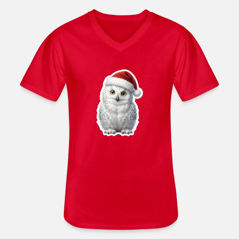 Weise Schnee Eule in Weihnachtsstimmung - Männer-T-Shirt mit V-Ausschnitt - Rot