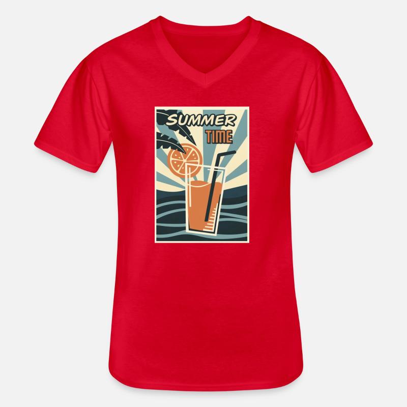 Sommerzeit Orange Drink Retro - Männer-T-Shirt mit V-Ausschnitt - Rot