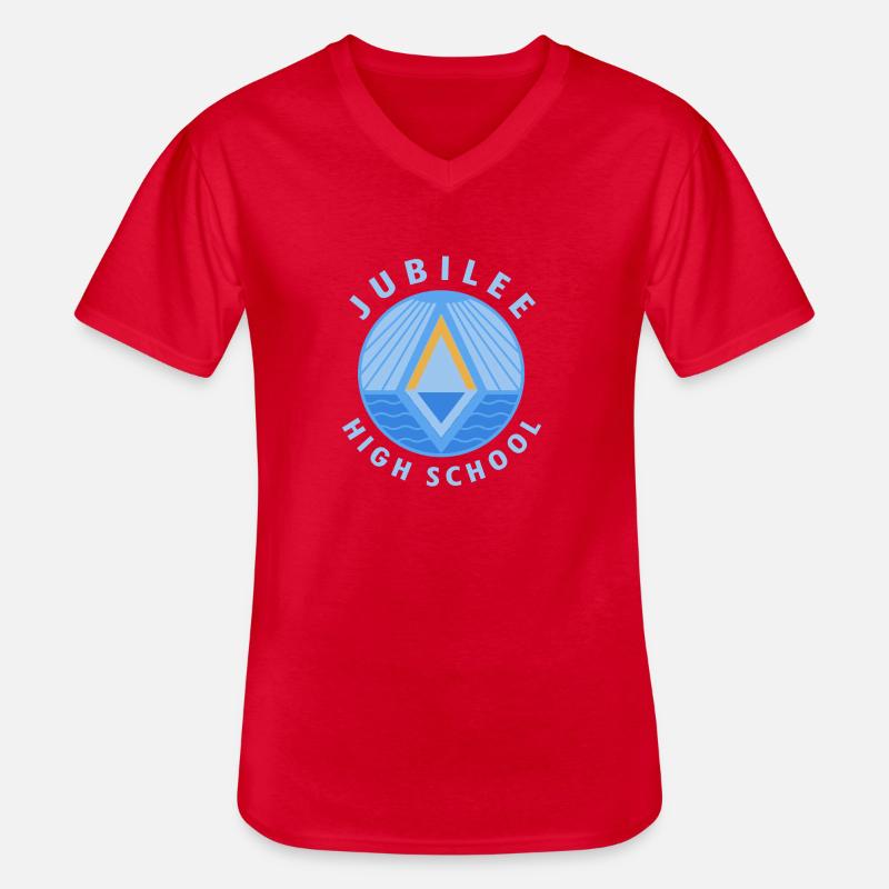 Jubilee High School Kapuzenpullover - Männer-T-Shirt mit V-Ausschnitt - Rot