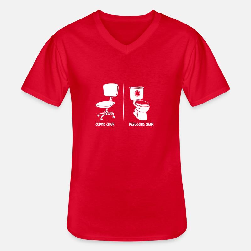 Debugging Chair Funny Programmer Gift - Men's V-Neck T-Shirt - red