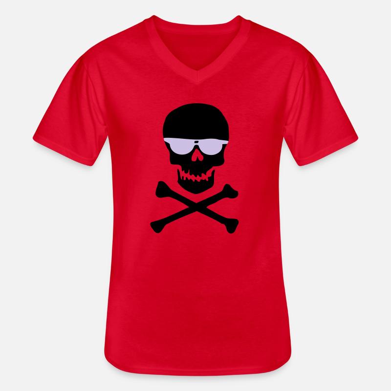 Violette Minimal Sonnenbrillen-Silhouette - Männer-T-Shirt mit V-Ausschnitt - Rot