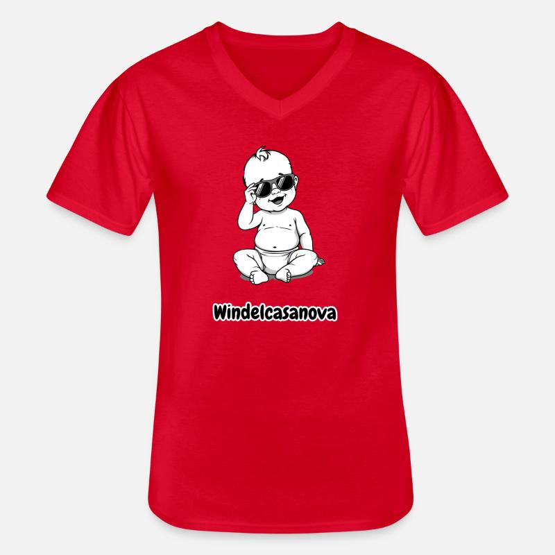 Windel Casanova - Männer-T-Shirt mit V-Ausschnitt - Rot