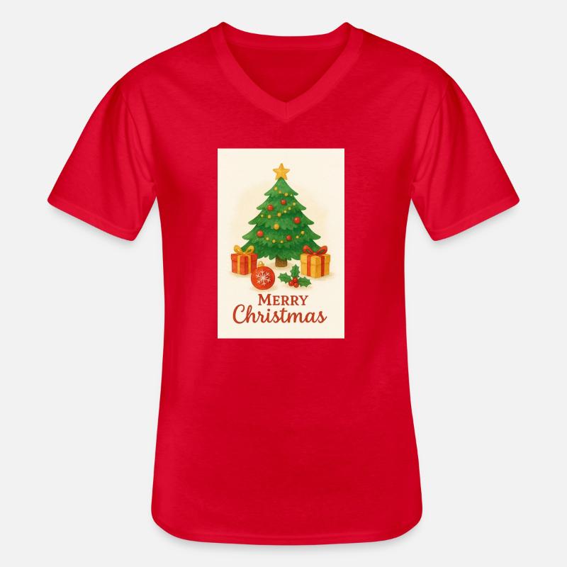 Weihnachtsbaum mit Geschenken - Männer-T-Shirt mit V-Ausschnitt - Rot