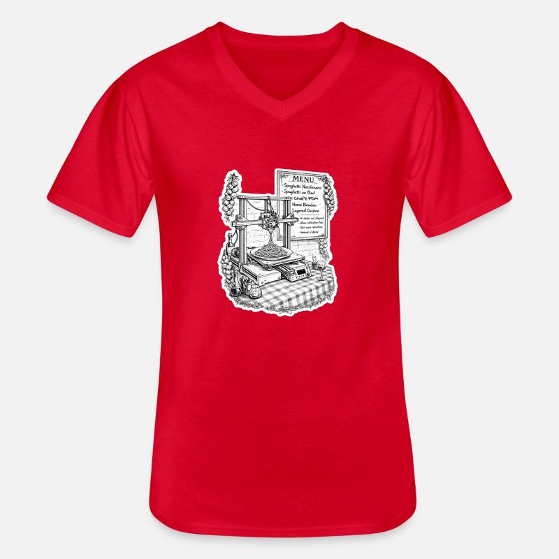 Spaghetti-3D-Drucker - Männer-T-Shirt mit V-Ausschnitt - Rot