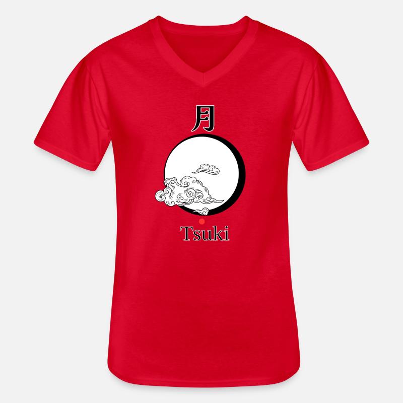 Tsuki – Japanischer Mond | Torii Apparel - Männer-T-Shirt mit V-Ausschnitt - Rot