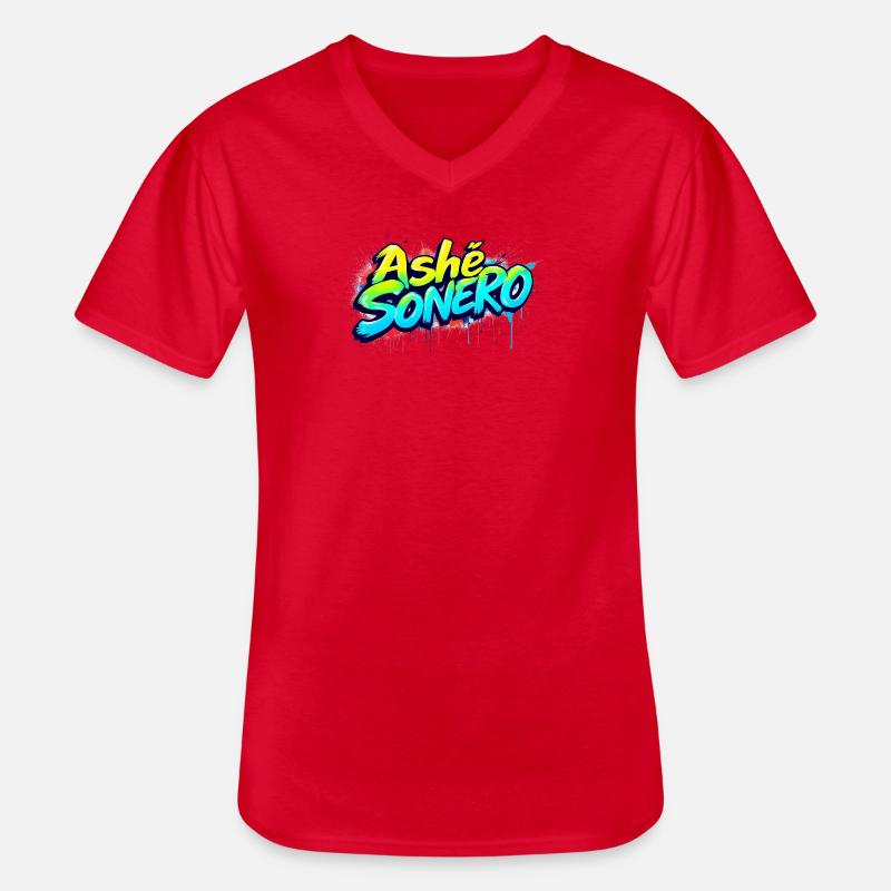Ashe Sonero Graffiti-Regenbogen - Männer-T-Shirt mit V-Ausschnitt - Rot