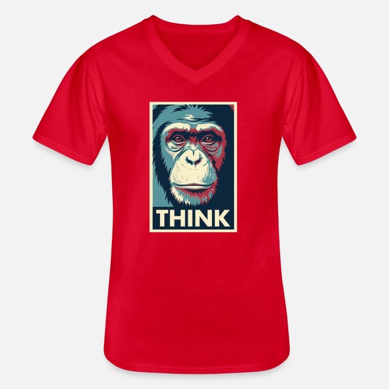 Affendenken Pop-Art-Poster - Männer-T-Shirt mit V-Ausschnitt - Rot