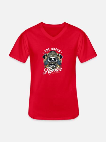 THE GREEN HIPSTER - Men's V-Neck T-Shirt - red