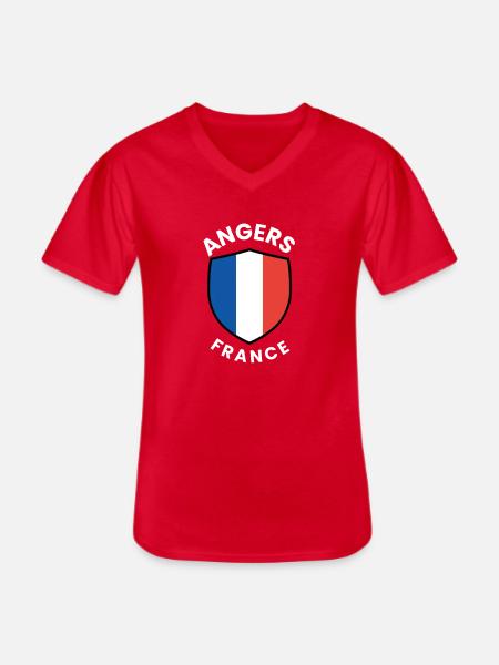Angers France Shield Emblem - Men's V-Neck T-Shirt - red