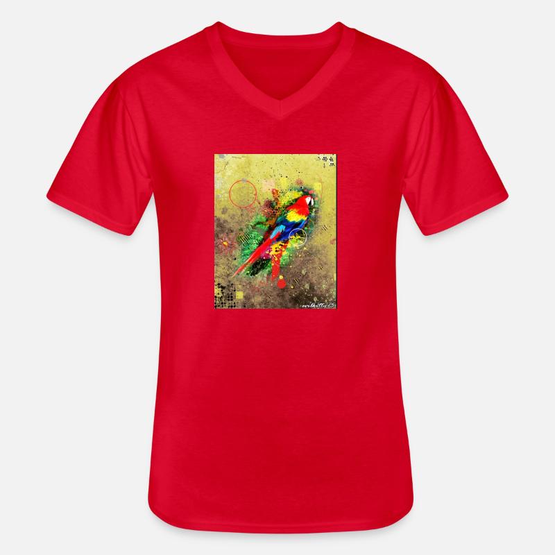 Vogel-Graffiti - Männer-T-Shirt mit V-Ausschnitt - Rot