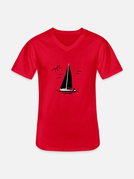 Sailboat, Sailing - Men's V-Neck T-Shirt - red
