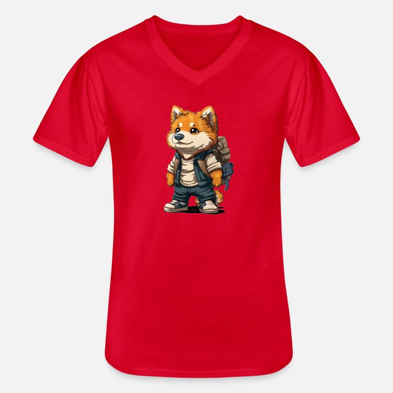 Fuchs design - Männer-T-Shirt mit V-Ausschnitt - Rot