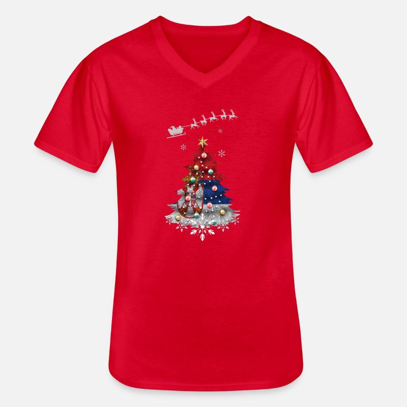 Weihnachtsbaum mit serbischer Flagge - Männer-T-Shirt mit V-Ausschnitt - Rot