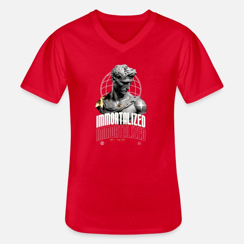 Immortalized Skulptur Globus - Männer-T-Shirt mit V-Ausschnitt - Rot