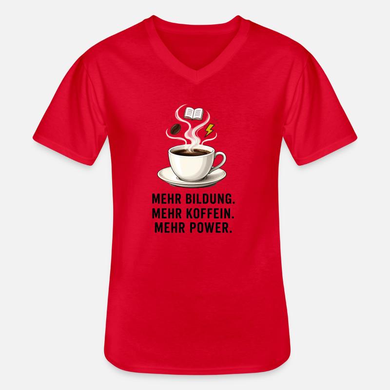 Bildung Kaffee Power - Männer-T-Shirt mit V-Ausschnitt - Rot