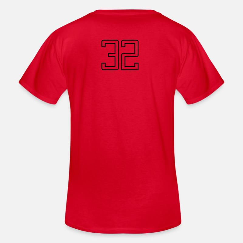 Nummer 32 (Universitätsstil) - Männer-T-Shirt mit V-Ausschnitt - Rot