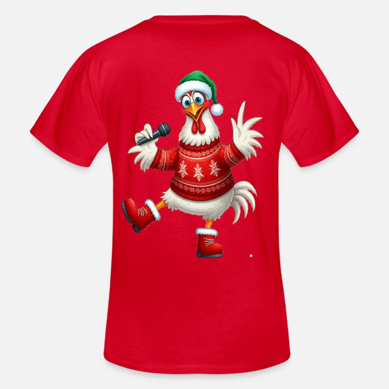 Urlaub Singende Henne Pullover - Männer-T-Shirt mit V-Ausschnitt - Rot