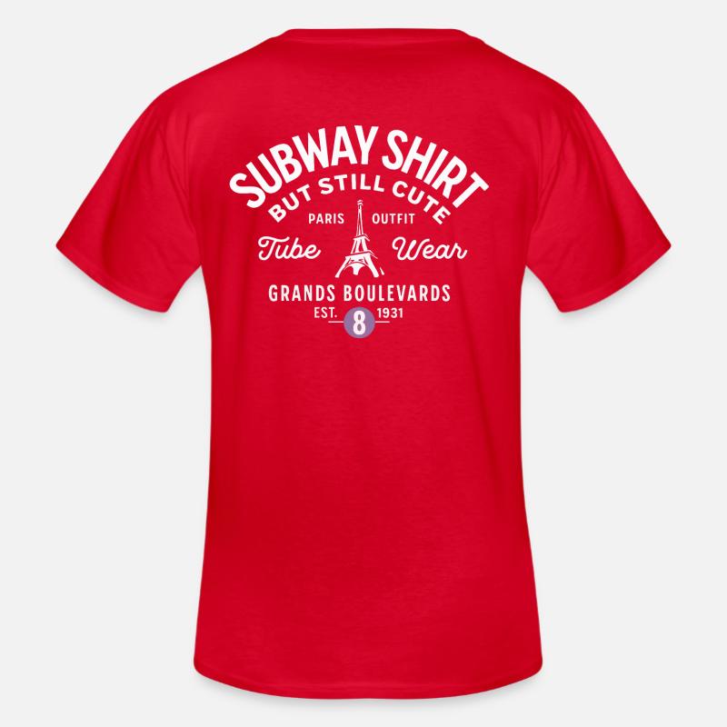 Pariser U-Bahn-Hemd Grands Boulevards - Männer-T-Shirt mit V-Ausschnitt - Rot