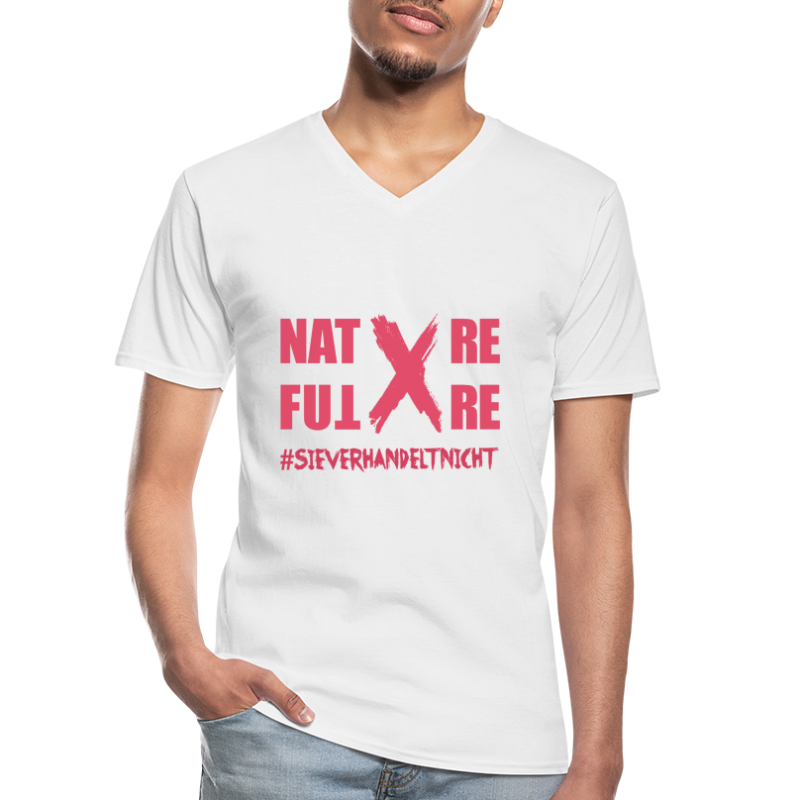 Nature-X-Future #SieVerhandeltNicht - Schrift pink - Klassisches Männer-T-Shirt mit V-Ausschnitt